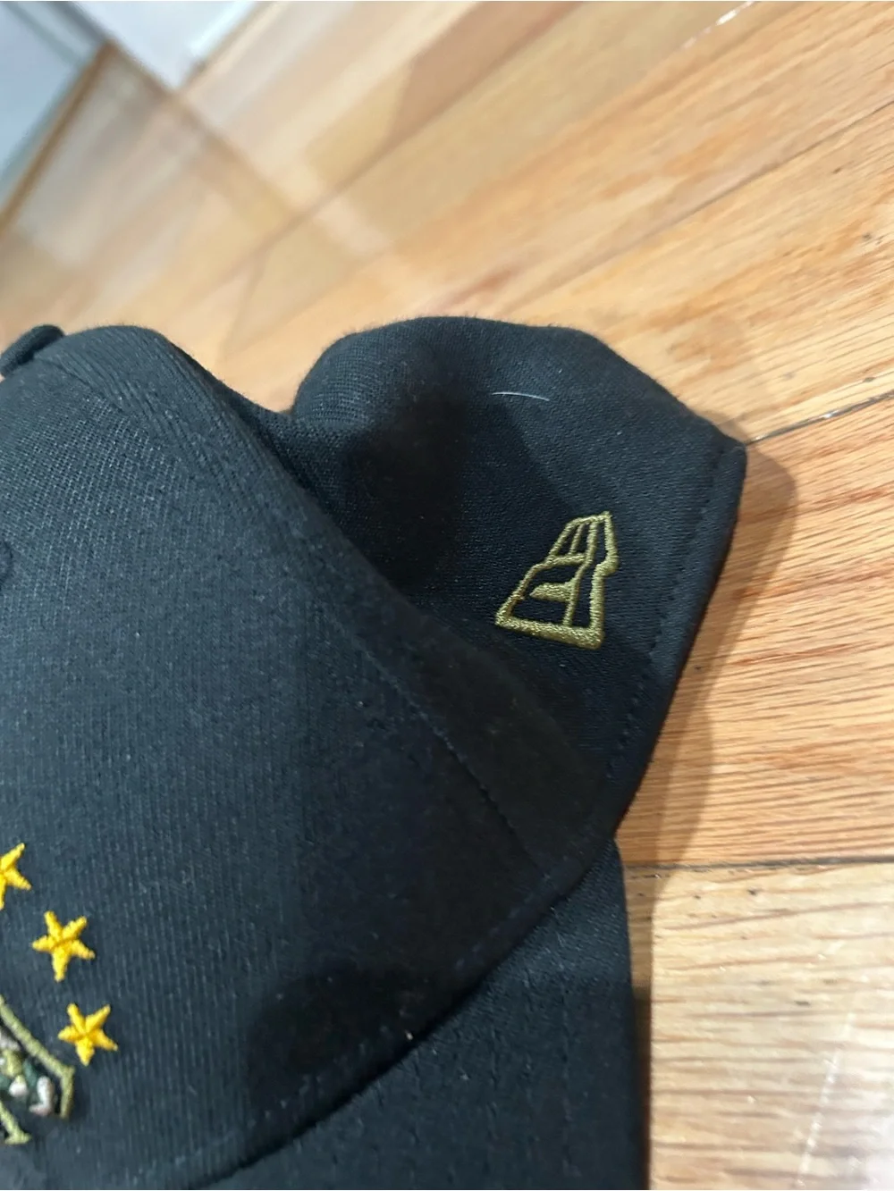 Black NY Military Baseball Cap with Yellow Star Accents